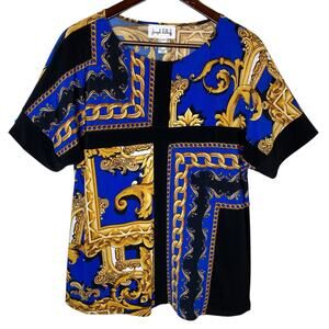 Joseph Ribkoff Jersey Knit Chain Print Top size 6